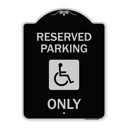 Signmission W/ NY Compliance Reserved Parking W/ Access Icon Heavy-Gauge Aluminum Sign, 24" x 18", BS-1824-22698 A-DES-BS-1824-22698